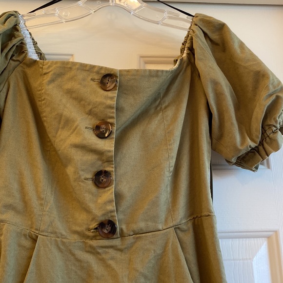 Zara green puff sleeve dress, S - Picture 4 of 11